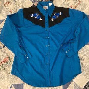 Mens Vintage Western Shirt with Pearl Snaps